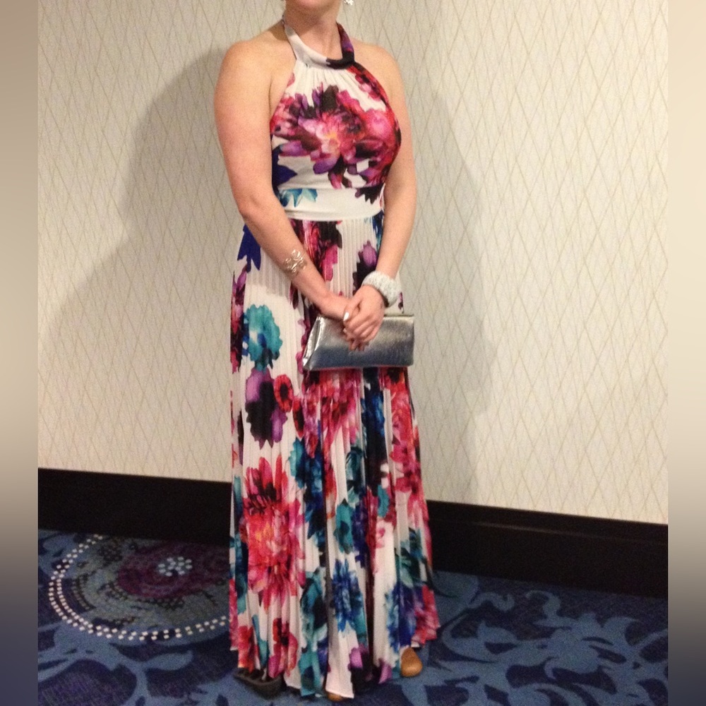 Pink floral formal dress